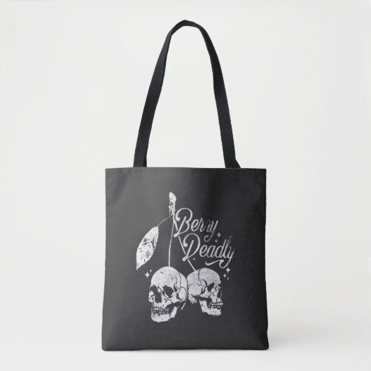 Schedel Cherry Spooky en Sweet Gothic Halloween Tote Bag (Voorkant)