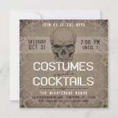  schedel | Costumes & Cocktails Halloween Kaart (Voorkant)