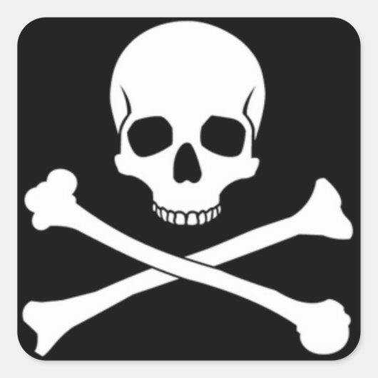 Schedel & Crossbone Vierkante Stickers (Voorkant)