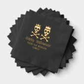 Schedel & Crossbones gekroond paar gelukkig Hallow Folie Servetten (Insitu (Gestapeld))