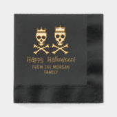 Schedel & Crossbones gekroond paar gelukkig Hallow Folie Servetten (Voorkant)