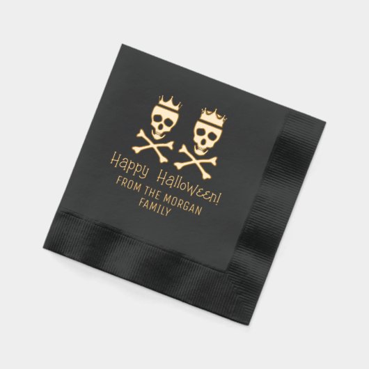 Schedel & Crossbones gekroond paar gelukkig Hallow Folie Servetten (Links)