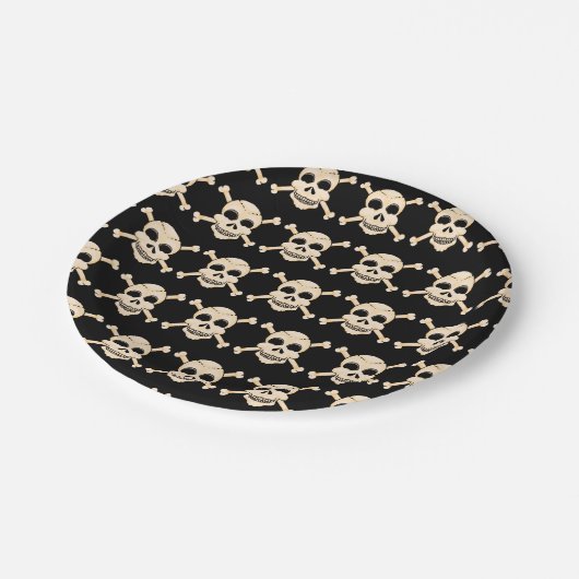 Schedel & Crossbones Papier Borden Papieren Bordje (Gekanteld)