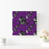 Schedel Cupcakes Paarse Goth krabbelpatroon Vierkante Klok (Huis)