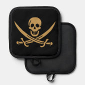 Schedel & Cutlass van Piraat Calico Jack, Azteekse Pannenlap (Voorkant / Achterkant)