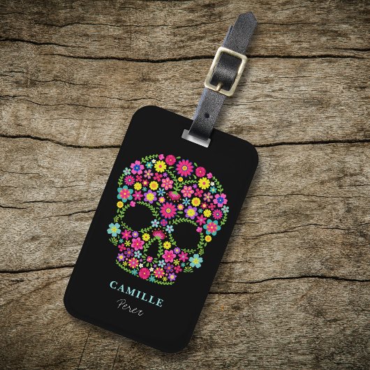 Schedel Dag van de dode halloween feest Bagagelabel