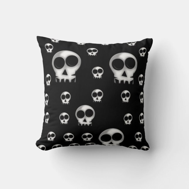 Schedel Decoratie Halloween Zwarte Worp Kussen (Voorkant)