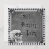 Schedel & Diamanten Dubbelzijdig 21ste Verjaardag Kaart (Voorkant)