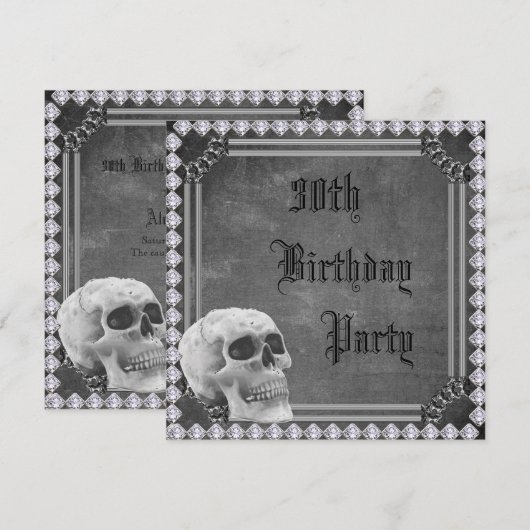 Schedel & Diamanten Dubbelzijdig 30e Verjaardag Kaart (Voorkant / Achterkant)