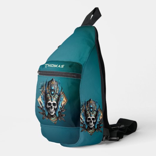 Schedel die het mystieke aura belichaamt sling bag (Rechterhoek)
