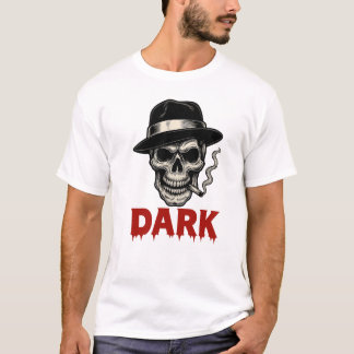 Schedel die sigaar rookt donkere T-shirt