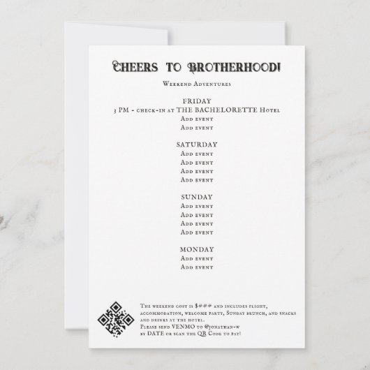 Schedel Dood van een Bachelor Poker Bachelor Party Kaart (Achterkant)