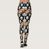 Schedel doodskist emoji's leggings (Achterkant)