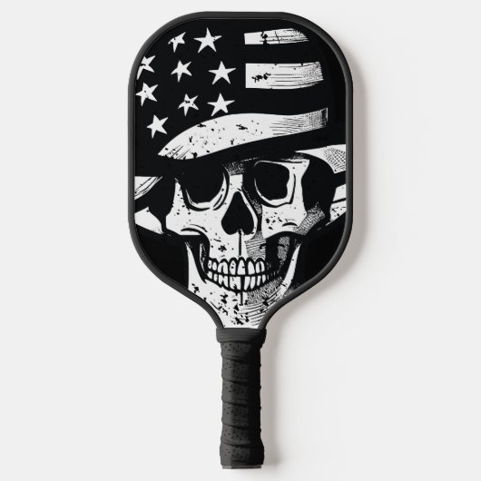 Schedel Draag USA Pet Zwart & Wit Pickleball Paddle (Voorkant)