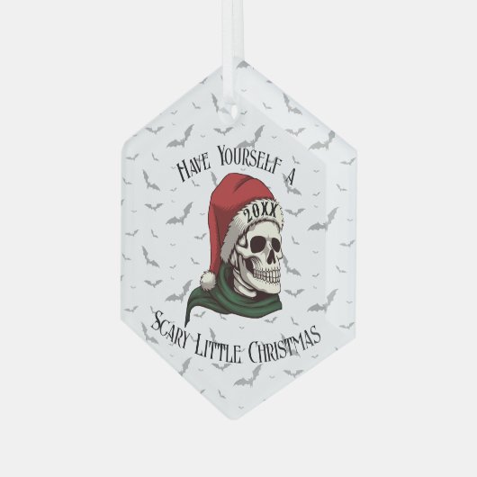 Schedel dragen kerstmuts kerstboom Ornament (Voorkant links)