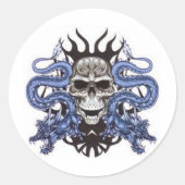 Schedel & Draken Ronde Sticker (Voorkant)