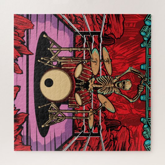 Schedel Drummer: Wrestler Ring Illustratie Legpuzzel (Horizontaal)