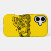 Schedel Duivel hoofd Zwart en Geel Design iPhone 16 Hoesje (Achterkant horizontaal)