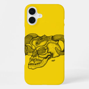 Schedel Duivel hoofd Zwart en Geel Design iPhone 16 Plus Hoesje