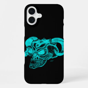Schedel Duivel hoofd Zwart en Groen Design iPhone 16 Plus Hoesje