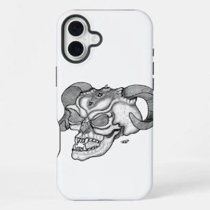 Schedel Duivel hoofd Zwart en wit ontwerp iPhone 16 Plus Hoesje
