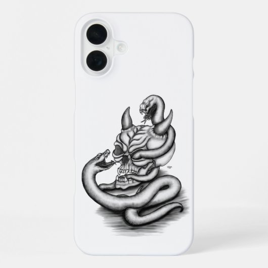 Schedel - Duivelskop met slang iPhone Hoesje (Achterkant)
