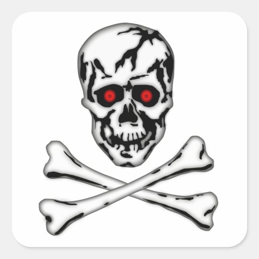 Schedel & Dwarsbeen! Vierkante Sticker (Voorkant)