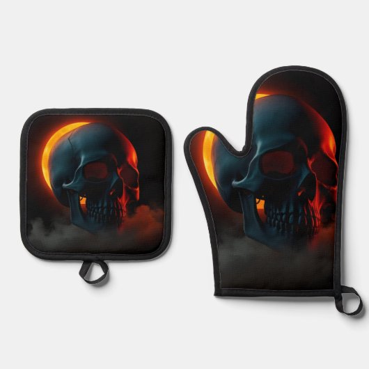 Schedel Eclipse Halloween Ovenwant Set (Voorkant)