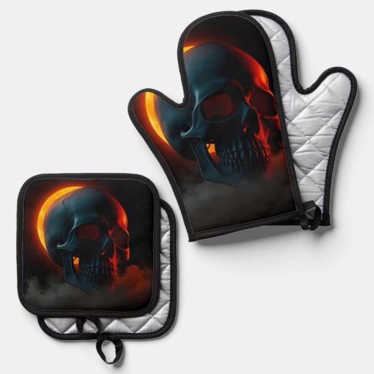 Schedel Eclipse Halloween Ovenwant Set (Voorkant / Achterkant)