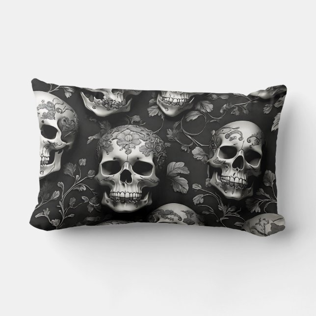 Schedel edgy mysterieus kussen (Achterkant)