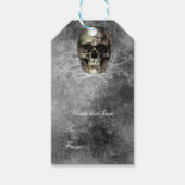 Schedel & een stapel Botten Halloween Gotische Par Cadeaulabel (Voorkant)