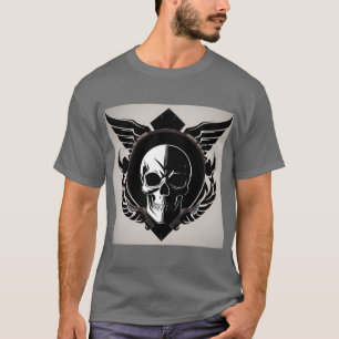 Schedel embleem met vleugels en ornamentale detail t-shirt