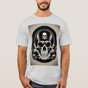 Schedel embleem met vleugels en ornamentale detail t-shirt