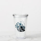 Schedel en Blauwe Vlinders Acryl Drinkbeker (Achterkant)