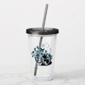 Schedel en Blauwe Vlinders Gothgray Acryl Drinkbeker (Achterkant)