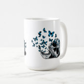 Schedel en blauwe vlinders koffiemok (Voorkant rechts)