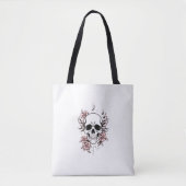Schedel en Bloem Tote Tas | Randstedig Bloemendesi (Voorkant)