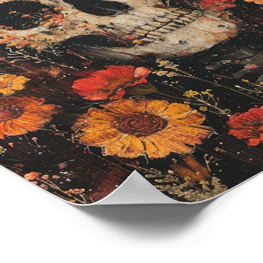 Schedel en bloemen 8x10 poster (Hoek)