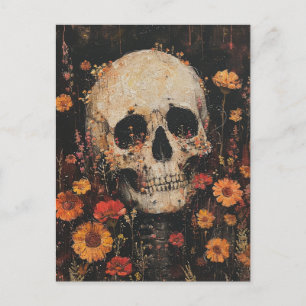 Schedel en bloemen Briefkaart