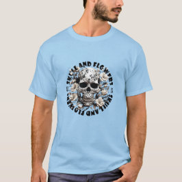 Schedel en bloemen Mannen T-shirt