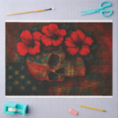 Schedel en bloemen op Vlag Decoupage Papier (Craft)
