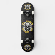 Schedel en bloemen Skateboard