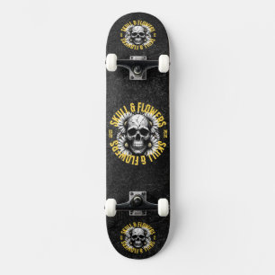 Schedel en bloemen Skateboard