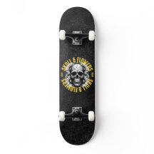Schedel en bloemen Skateboard