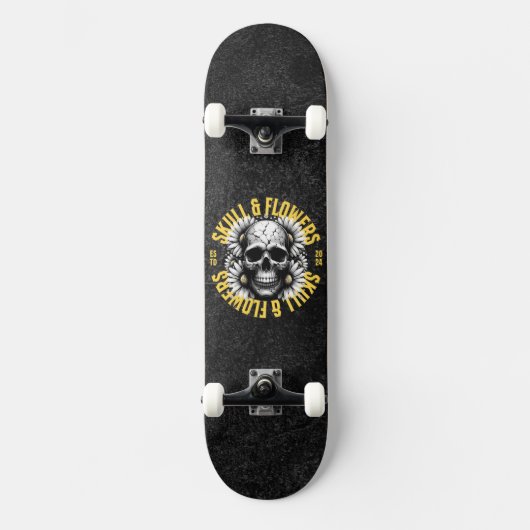 Schedel en bloemen Skateboard (Voorkant)