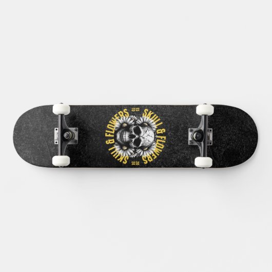 Schedel en bloemen Skateboard (Horizontaal)