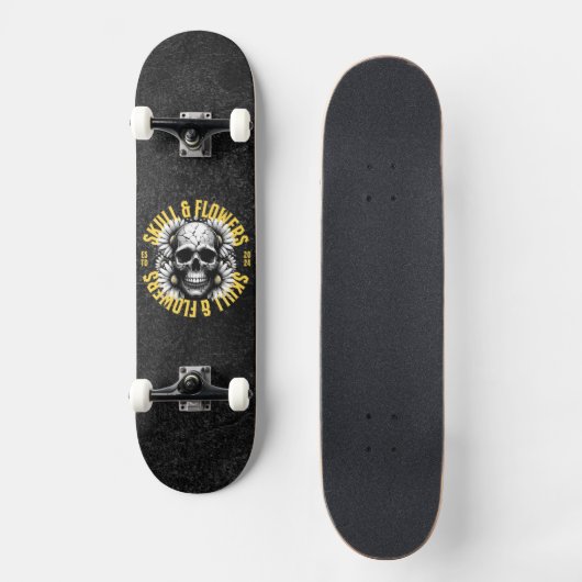Schedel en bloemen Skateboard (Voorkant)