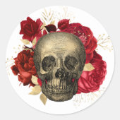 Schedel en bloemen Sticker (Voorkant)