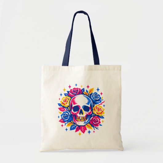 Schedel en Bloemen Tote Bag (Voorkant)