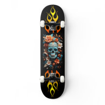 Schedel en Bloemen, Vuur, Snelheid, Skateboard